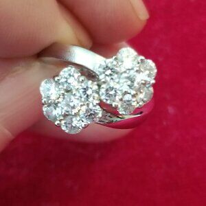 Pretty sterling 925 floral bypass ring, NWOT